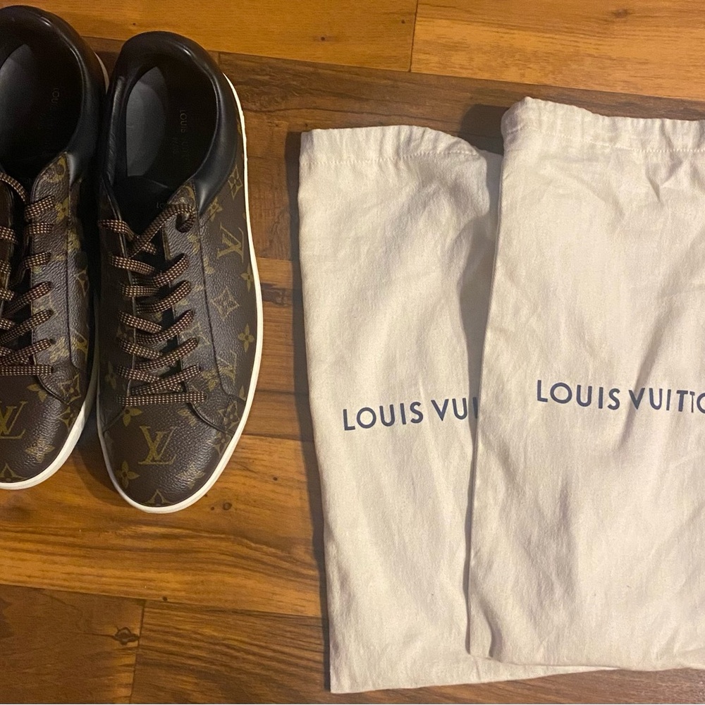Louis Vuitton Black and Brown Monogram Sneakers (Pre-owned) - Picture 4 of 4